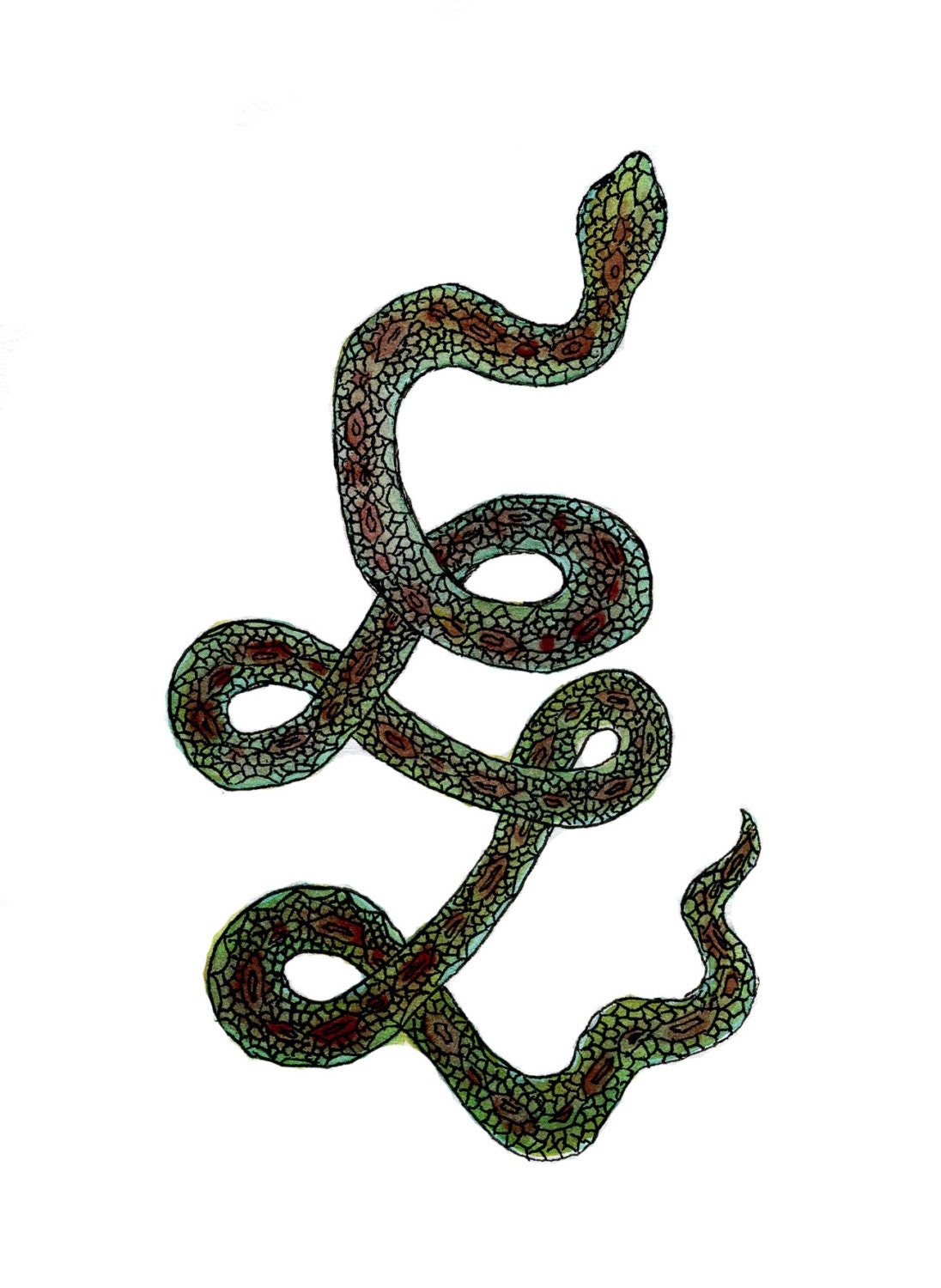 snake original watercolor painting