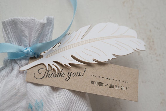 Feather Gift Tag Feather Favor Tag Laser Cut Feather Tag