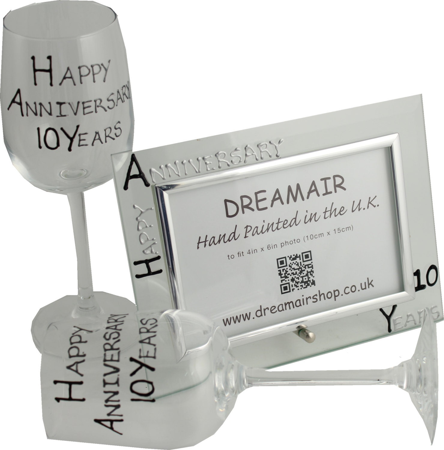PERSONALISED Happy 10th Year Wedding Anniversary Wine Glasses