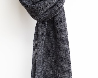 Boyfriend Gift, Unisex scarf, Mens scarf, wool scarf, charcoal, knitted scarf, Australian made merino wool scarf