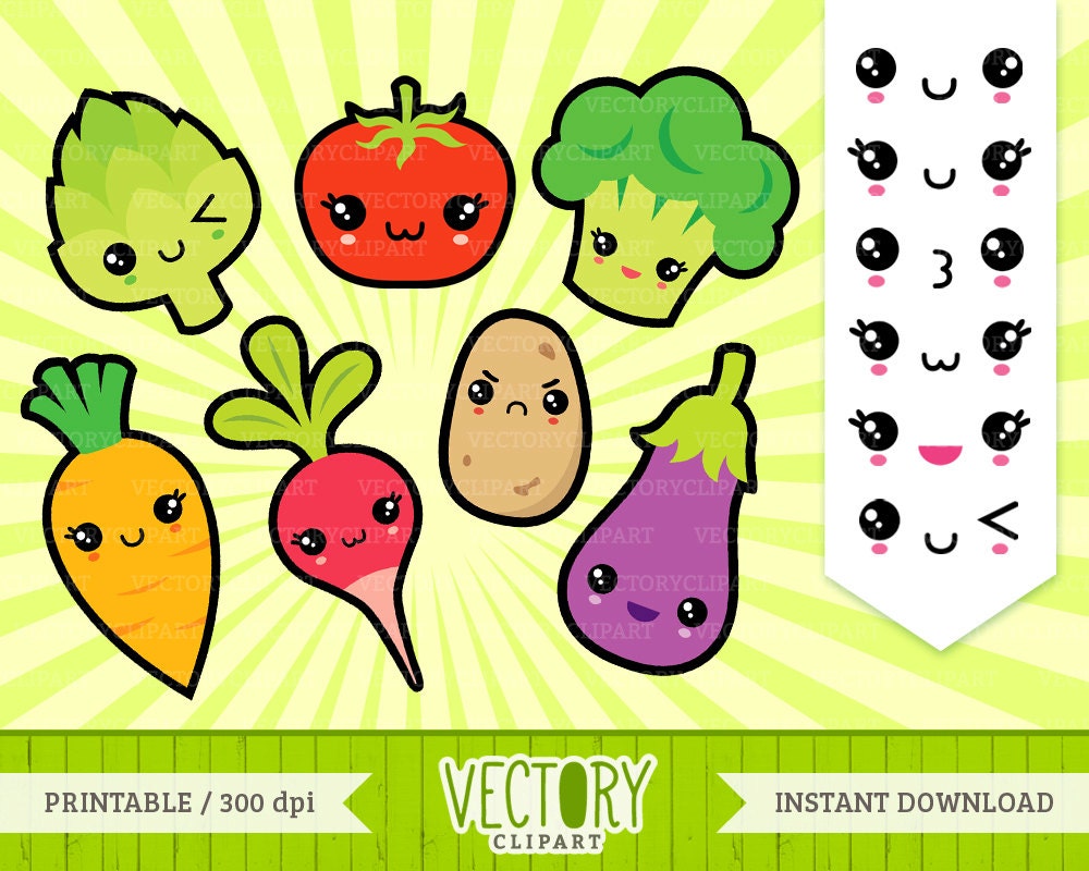 13 Kawaii Vegetable Clipart Kawaii Healthy Food Clipart