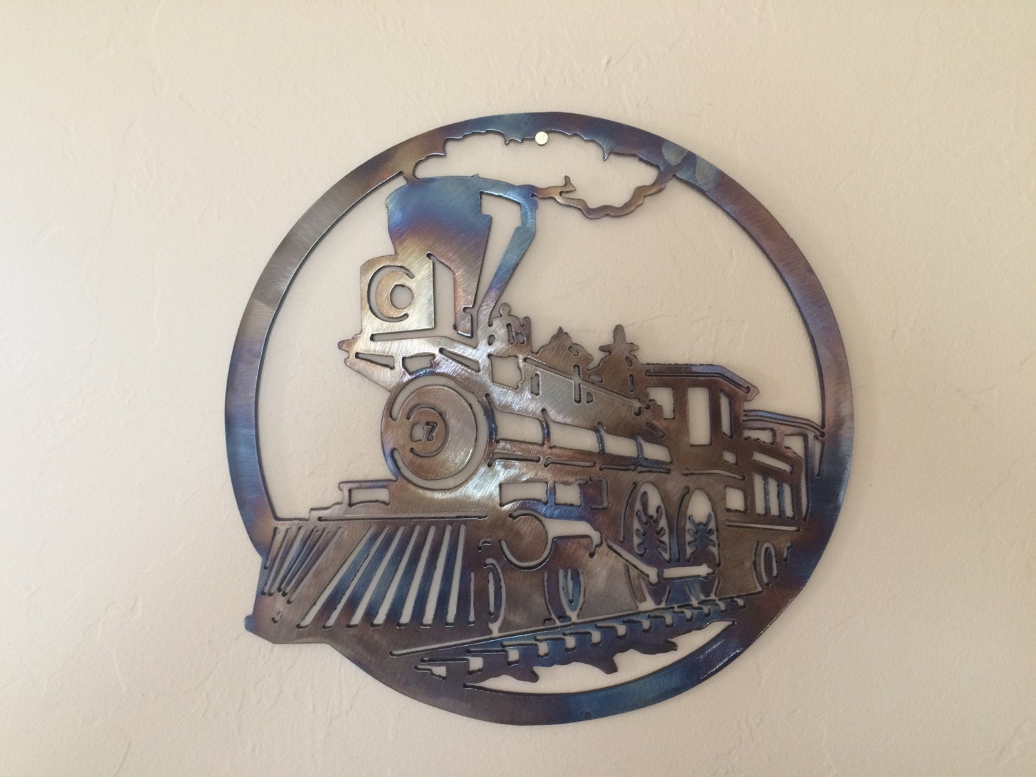 Old Train Metal Sculpture Metal Wall Art by Cre8iveMetalDesigns