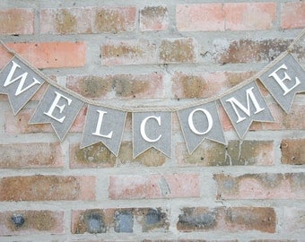 Welcome Banner, Welcome Burlap Banner, Welcome Burlap Garland - Bunting Banner - Home Decor, burlap banner, Welcome Sign, Welcome Garland