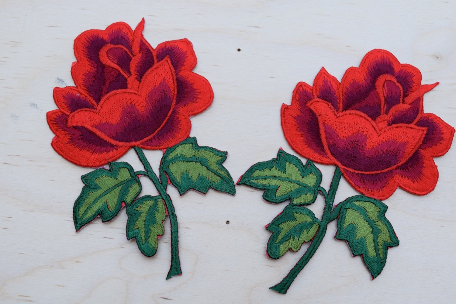 2 red rose embroidery patches strickingly vibrant embroidery 2 red rose embroidery patches strickingly vibrant embroidery