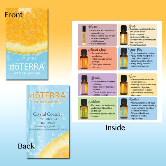 Printed doTerra Folded Business card Oranges by CrystalCoatney