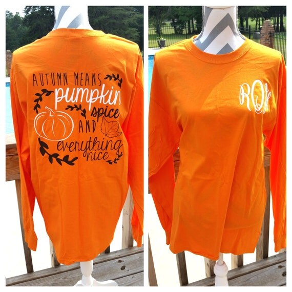 Monogrammed Pumpkin Spice Long Sleeve Shirt. Southern Shirt. Southern ...