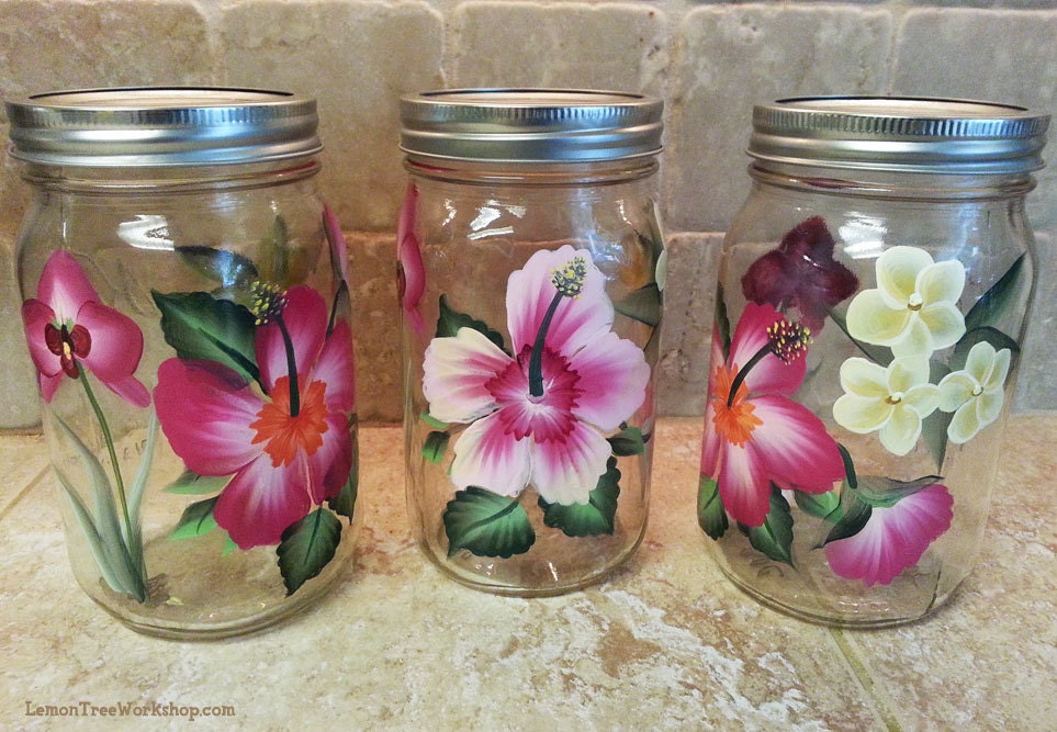 Painted Mason Jar Tropical Flowers Mason Jar Decor   Il Fullxfull.825294021 Gy5x 