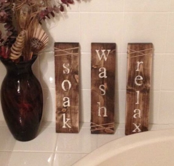 Set of three primitive bathroom decor distressed by LisaMarieDS