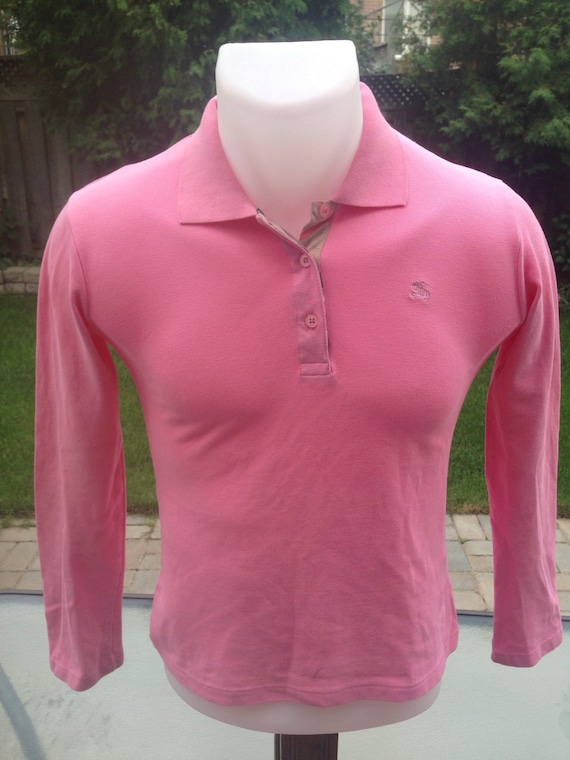 Vintage Pink Women's Long Sleeve Burberry Polo