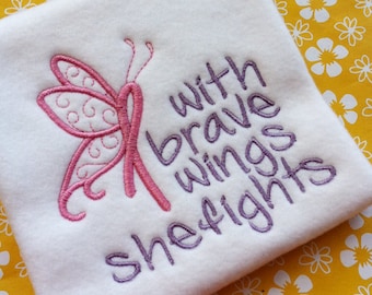 Breast Cancer Awareness Ribbon Butterfly Wings Machine Embroidery Design Pattern INSTANT DOWNLOAD Digital File October Support Love Faith