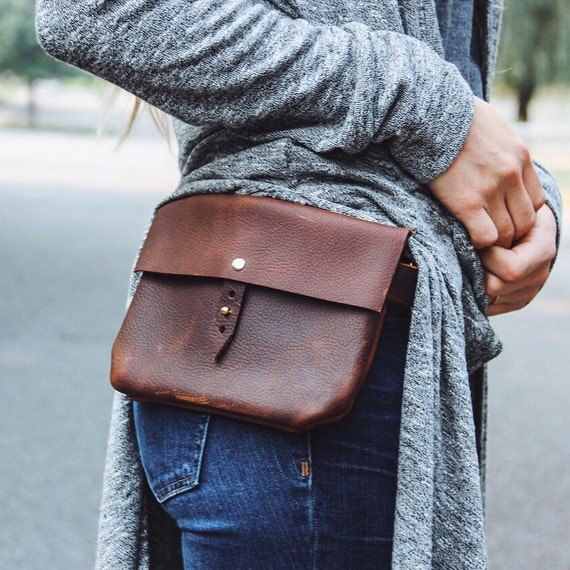 belt loop hip bag // hand-sewn brown buffed waxed by HUSTLEANDHIDE