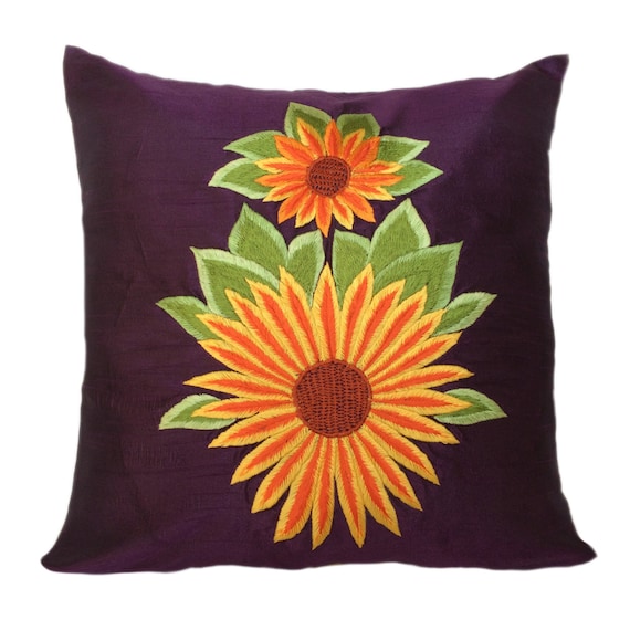 Sunflower Decor Purple Decorative pillow cover Sunflower