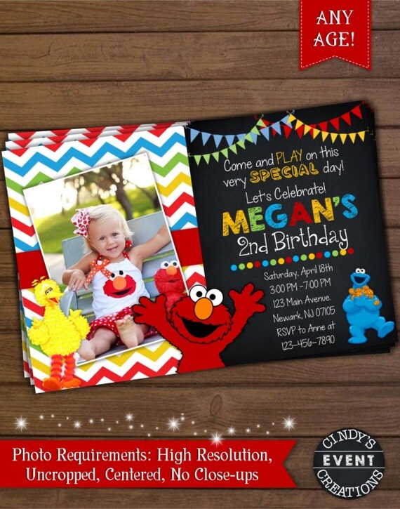 Elmo 1 Year Birthday Invitations 10