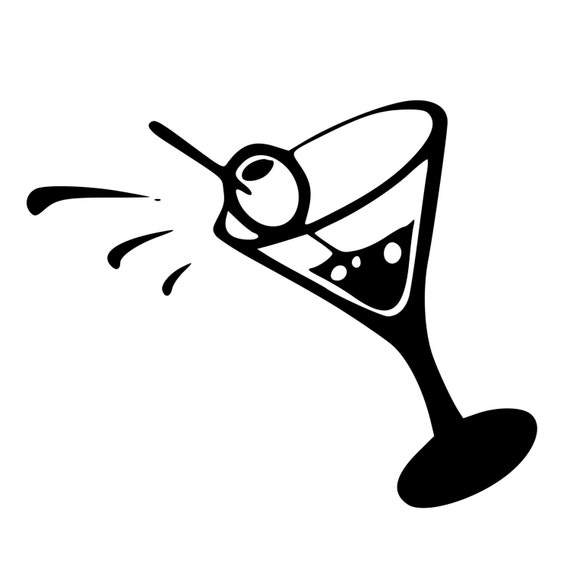 Martini Glass Spilling Out DieCut Decal Car Window Wall