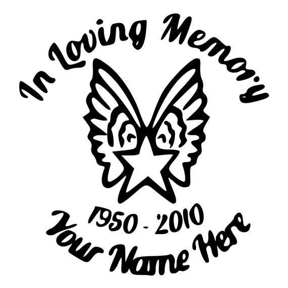 In Loving Memory Star with Wings Die-Cut Decal Car Window Wall