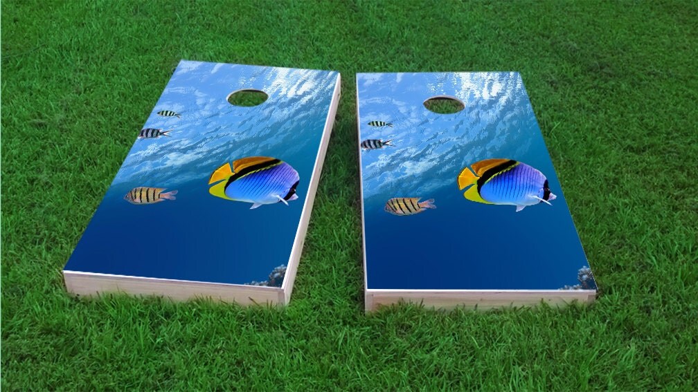 Fish 1x4 Size Custom Cornhole Board Game Set Corn Hole