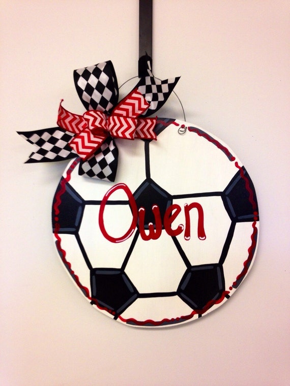 SALE Soccer Ball Door Hanger Soccer Door by SouthernDoorArt