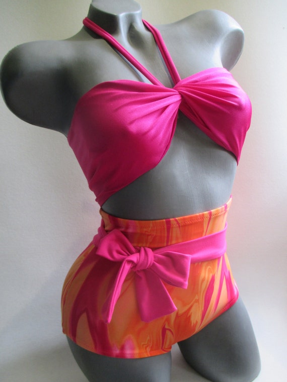 high waisted bow bikini bottom scrunched butt bikini belt bow