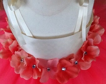 coral and ivory tutu dress & removable sash with changeable straps, special occasion dress, dress up