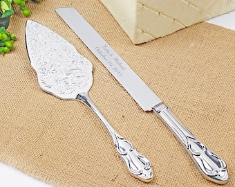 Romance Style Engraved Wedding Cake Knife Set Wedding Accessories Bridal Personalized