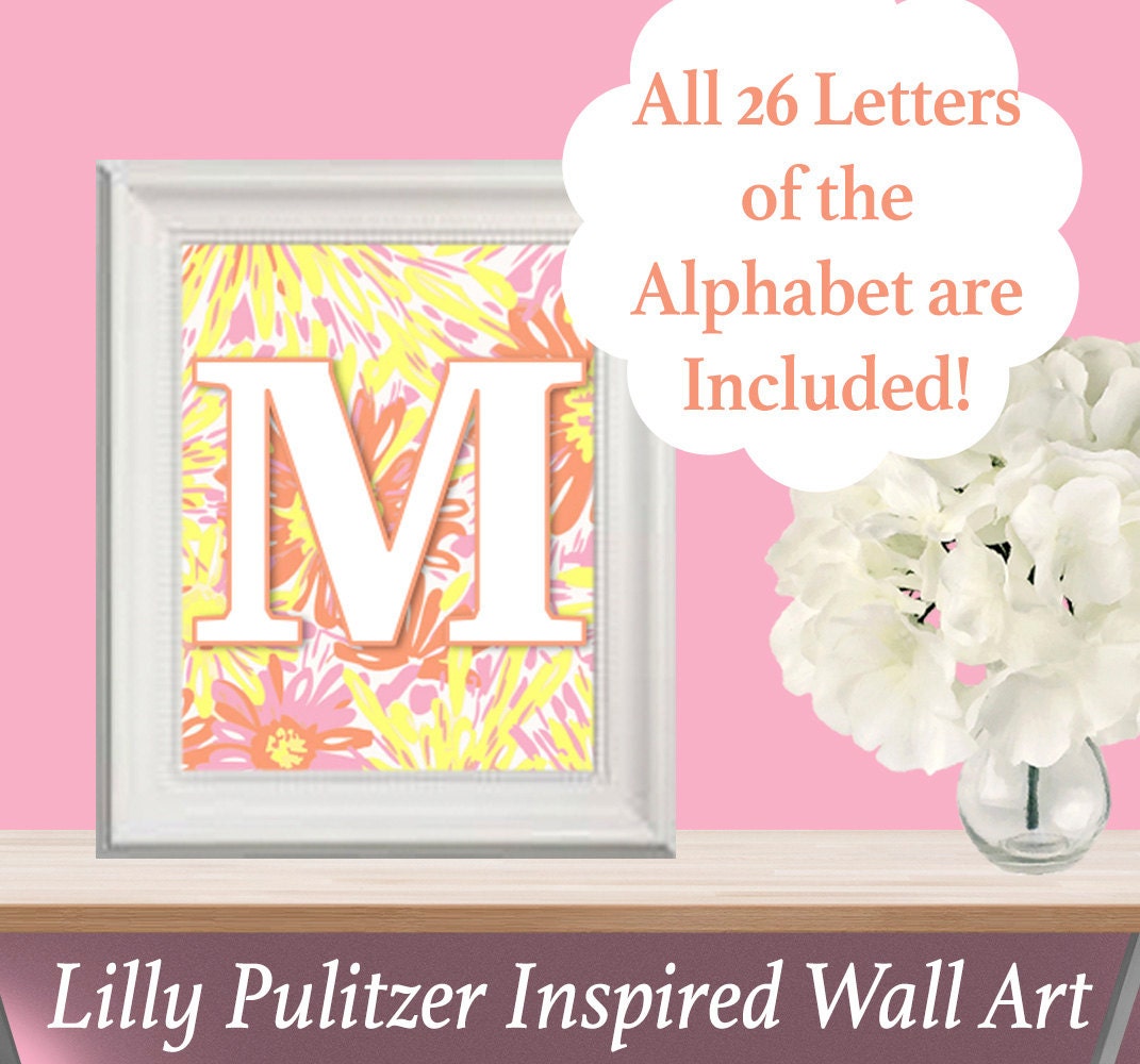 Lilly Pulitzer Inspired ALPHABET Wall Art SUNKISSED