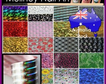 Nail Art Transfer Foils Patterns Manicure Stripe Decor Decoration Flower Camouflage rainbow Holographic Transparent skull