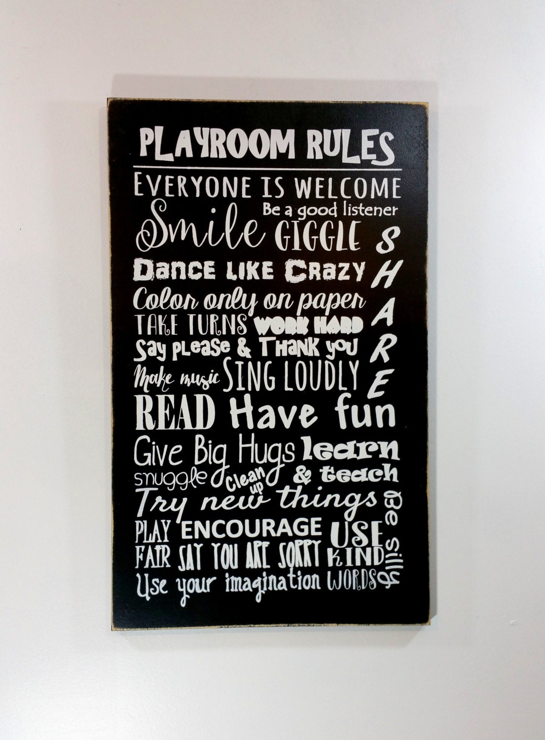 Playroom rules sign kids sign