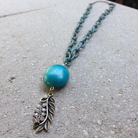 Turquoise Feather Pendant