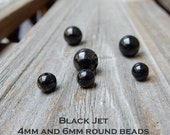 Jet Black Carbon Stone Beads/ Round 4mm 6mm/ Genuine Natural Semi-precious stones for beading and jewelry making/ goth bead/ goth stone/ emo