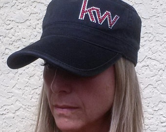 Corporate Bling Cadet Hat Crystal Rhinestones Black Keller Williams Womens