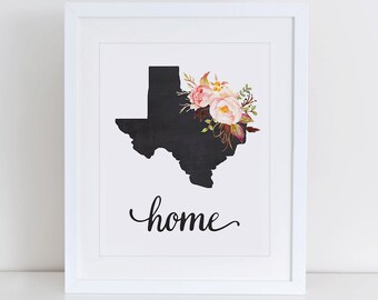 Texas Art Print, Texas Printable Art Print, Instant Download, Texas Wall Art, 8x10 Art Print, Texas Nursery Art Print
