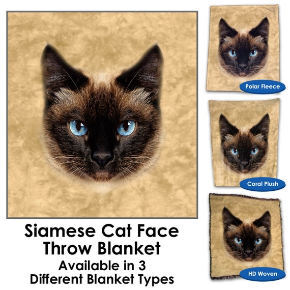 Siamese Cat Face Throw Blanket Tapestry Wall Hanging