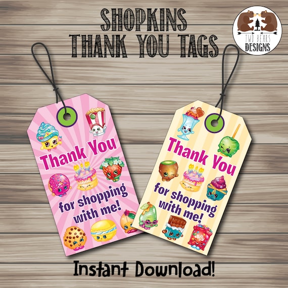 Shopkins Thank You Luggage Tags. Instant by TwoBearsDesigns