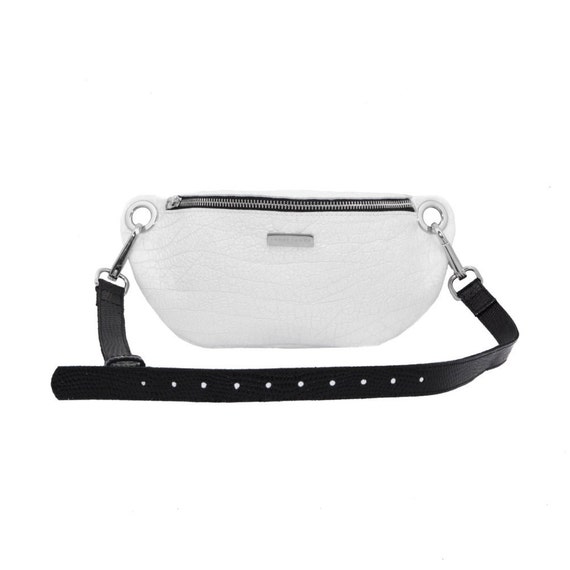 Leather waist bag hip bag black and white leather by MONAObags