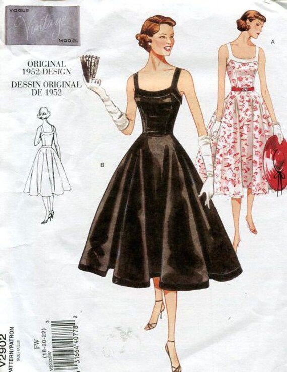 free cocktail dress patterns Vogue 1952 Dress Retro 1950's Cocktail 2902 SHIP 2006 FREE US