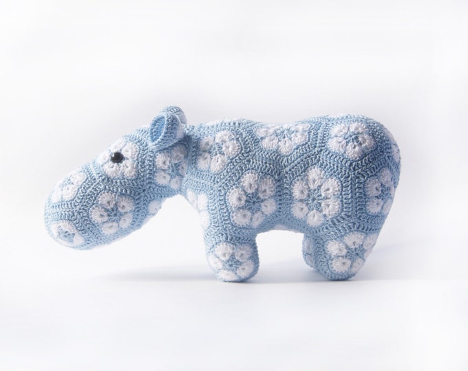 Crochet Toy Doll Amigurumi Jungle African Animal Hippo Stuffed Toy Present Gift for Boy Girl Baby Custom Color Shower