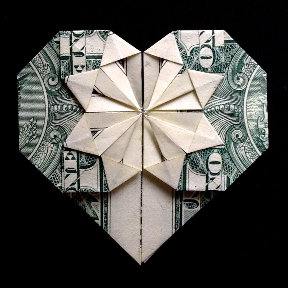 origami heart dollar