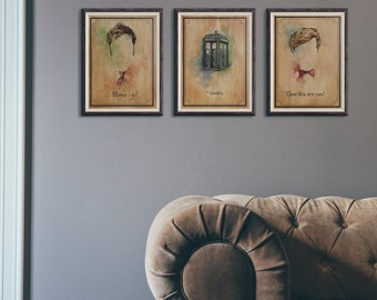 Doctor Who illustration 3 pack limited edition watercolor copy