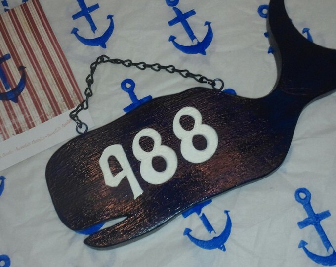 Wooden Whale Sign, Home Decor, Hand-Crafted and Hand-Painted