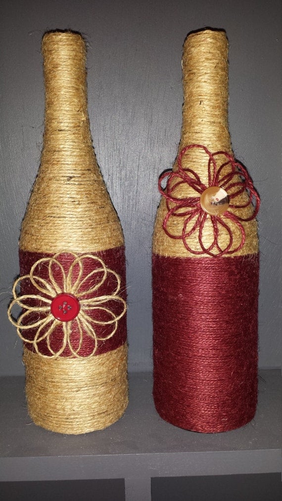 Jute Wrapped wine bottles