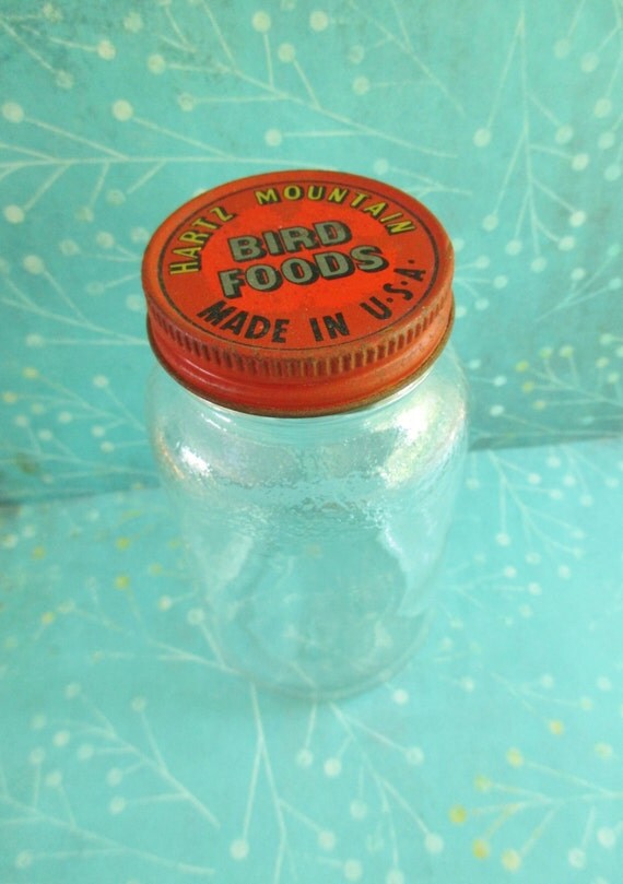 VIntage Hartz Mountain Bird Foods Glass Jar