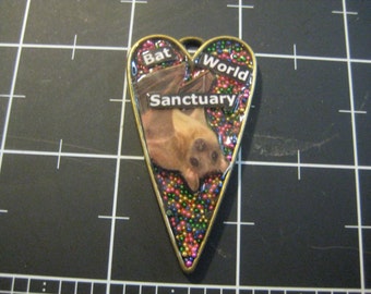 100% Donation Item: Bat World Sanctuary, Multicolor Metal Microbead Peekaboo Pendant, All of the proceeds go to Bat World Sanctuary