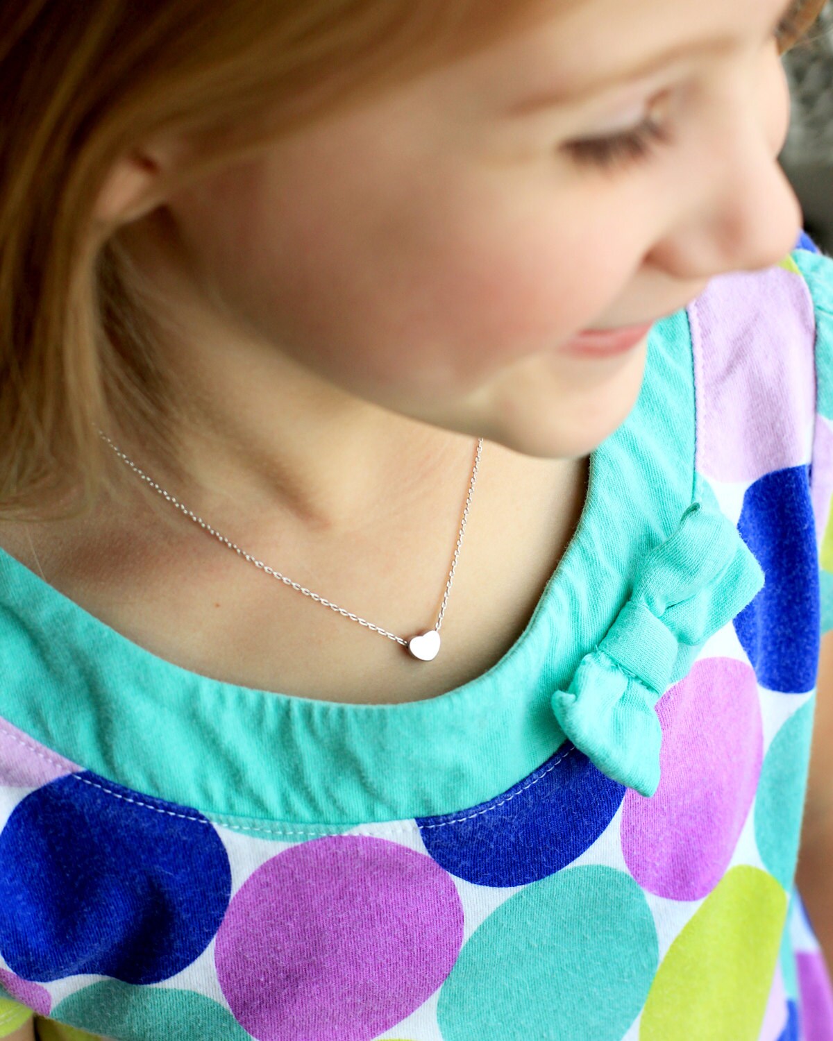 Children's Heart Necklace Flower Girl Necklace