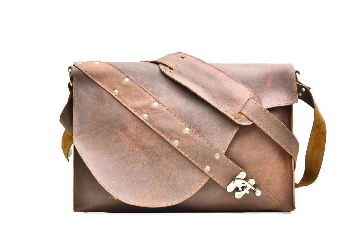 Rustic Leather Satchel Industrial Leather Laptop Bag