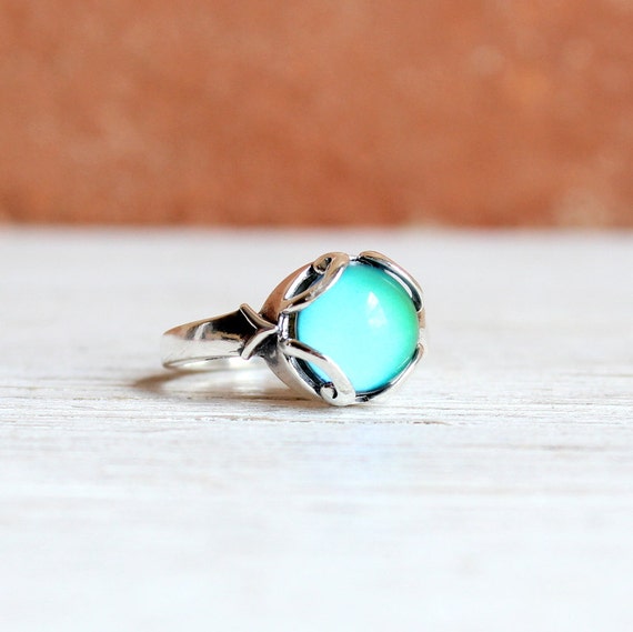 Small Sterling Silver Mood Ring Vintage by horsefeathersgifts