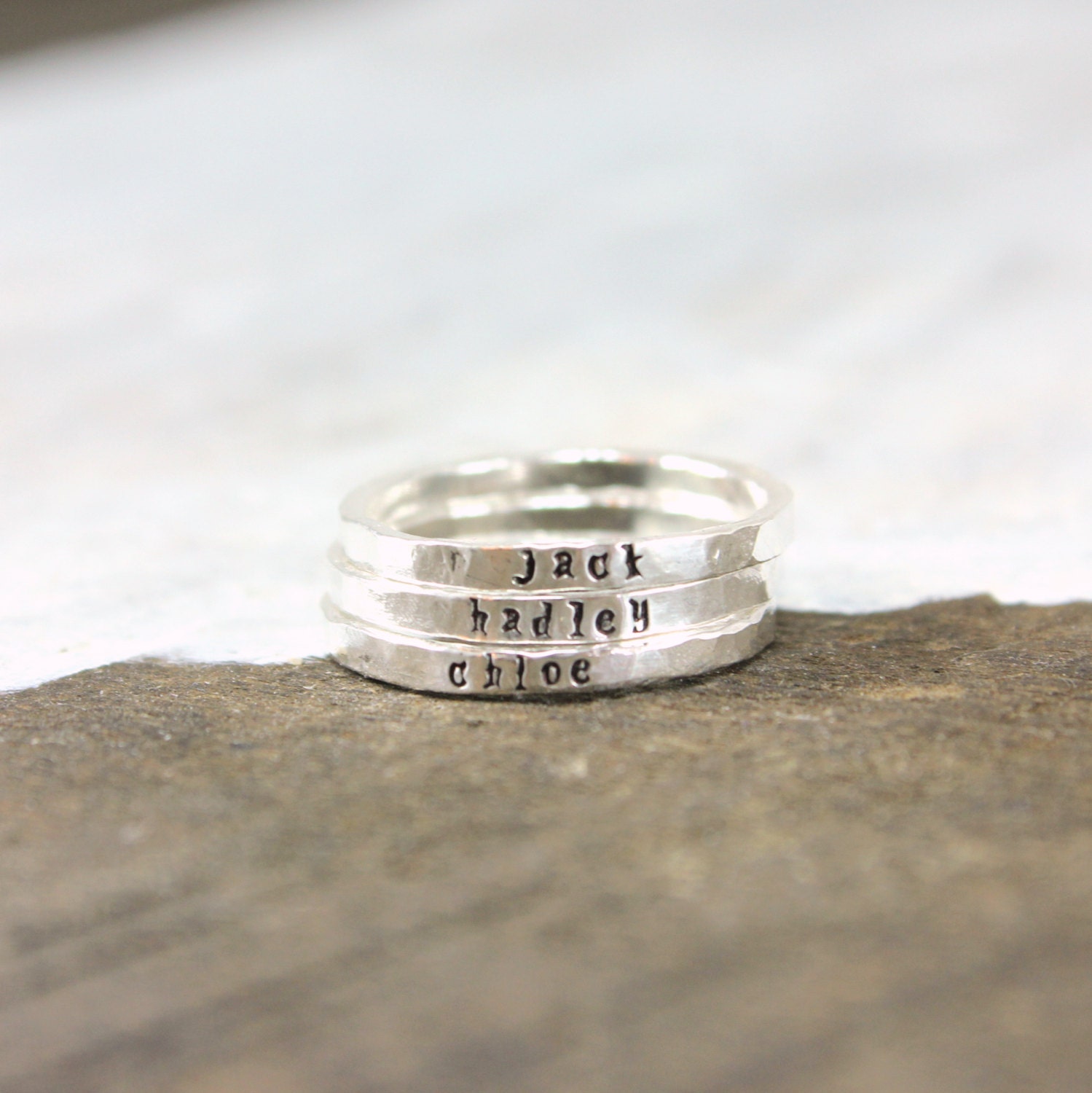 Name Stacking Ring Fine Silver Name Stacked by TagYoureItJewelry