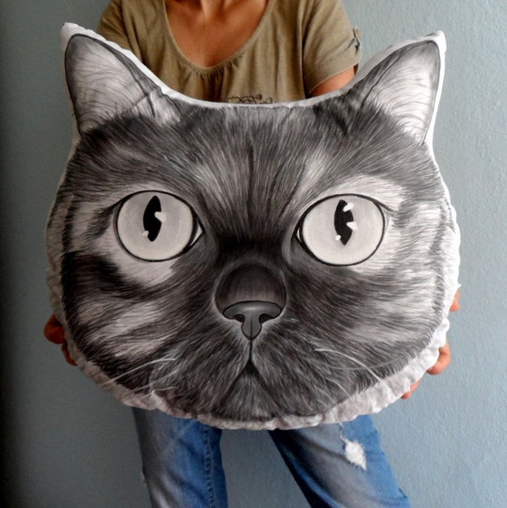 Cat Pillow Dog Pillow Custom Pet Portrait Pillow Plush XL