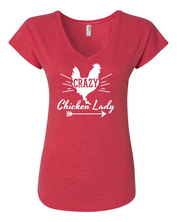 Crazy Chicken Lady Ladies' Triblend V-Neck by SuzySwedeCreative