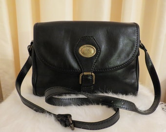 Vintage de Moina Collection Black Genuine Leather Handbag Shoulder Crossbody Bag