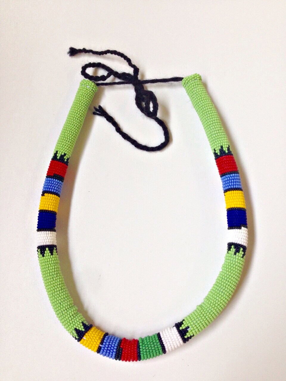 Thick traditional Zulu Necklace/Headband lime green